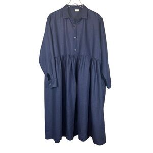 BESPOKE KATM Women's Navy Blue Lagenlook Minimalistic Plus Size Dress Layered